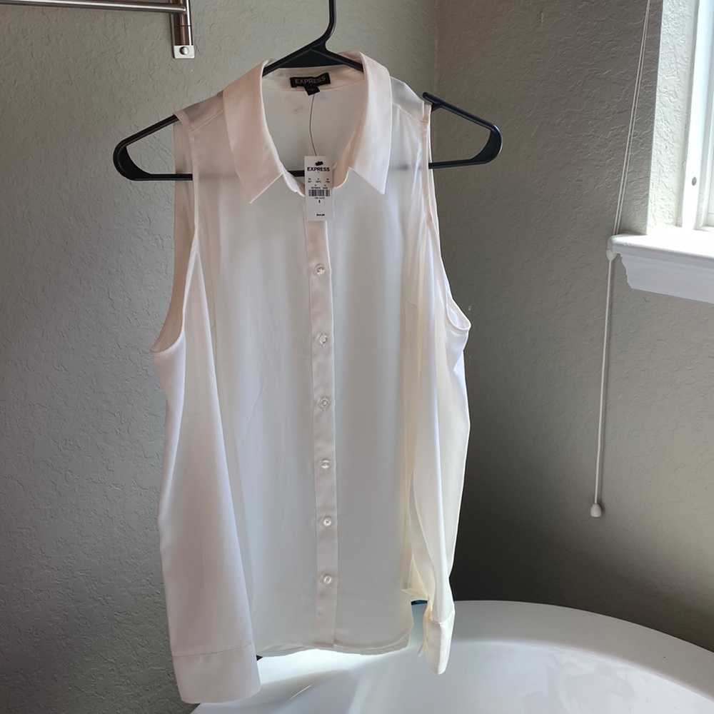 Express cold shoulder sheer blouse, S